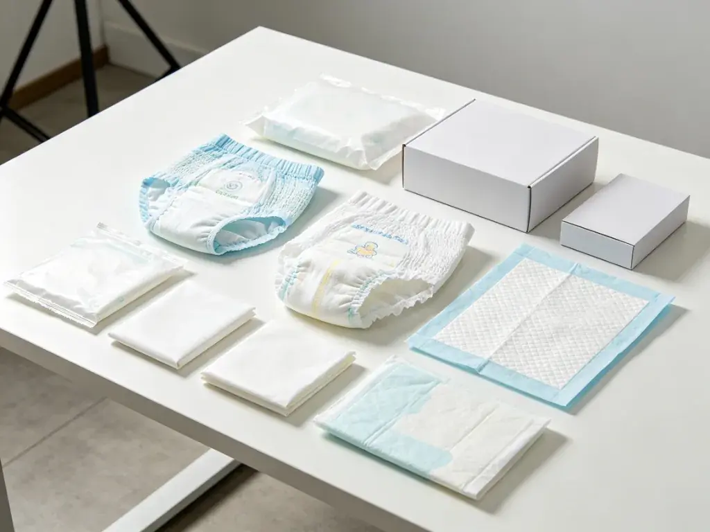 baby diapers and baby underpads product range for OEM baby care projects