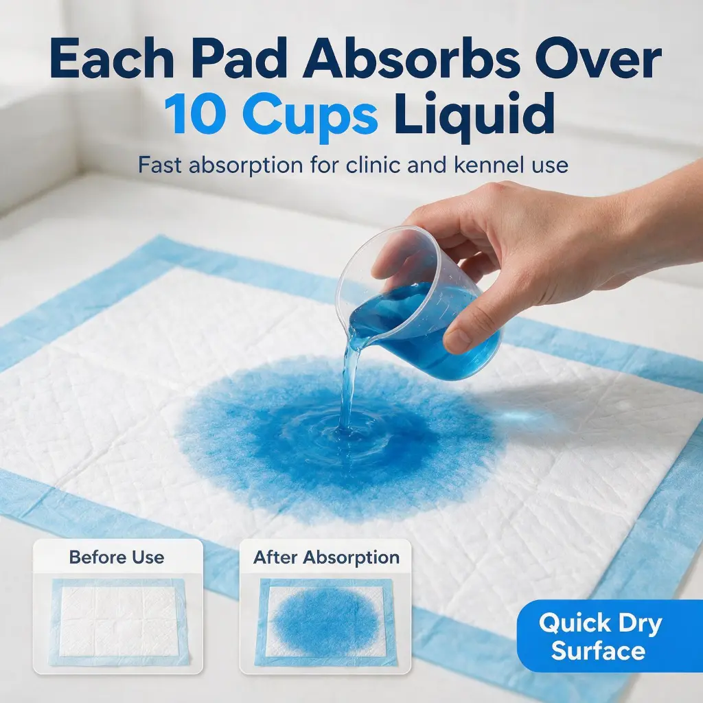 high absorbency pet potty pads absorbing over 10 cups of liquid