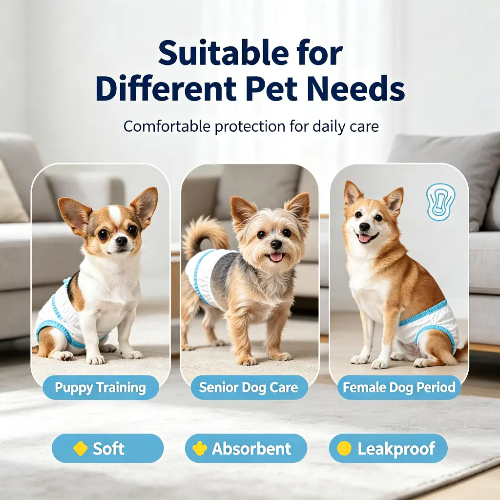 Pet diapers for puppy training senior dog care and female dog period protection with soft absorbent and leakproof design