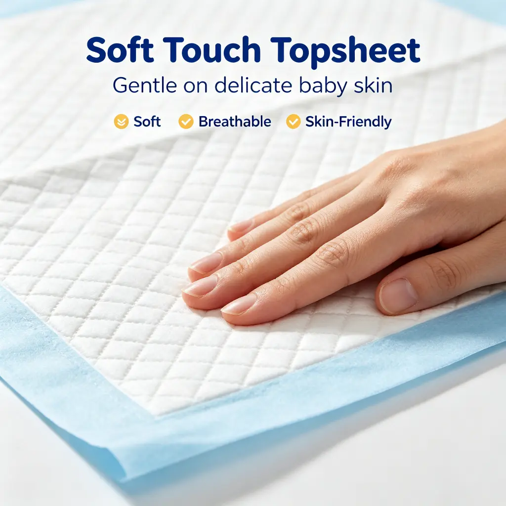 Soft touch baby changing pad topsheet with quilted non-woven surface gentle breathable and skin-friendly for babies